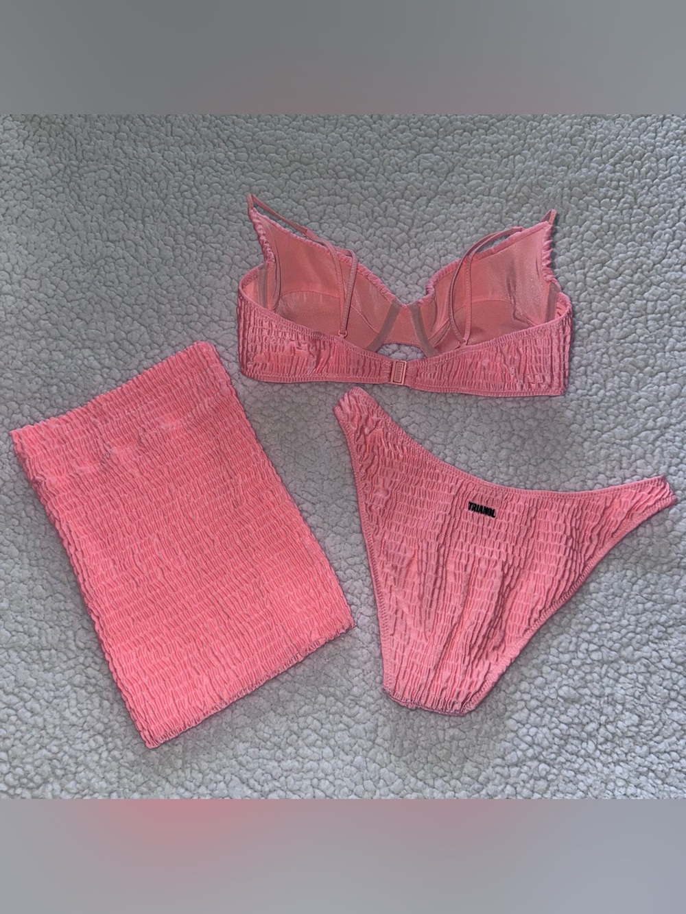 TRIANGL bikini set peach pink crinkle texture cheeky cut adjustable straps S - Picture 2 of 13